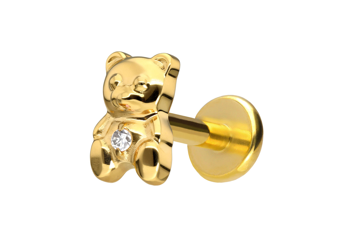 Titan Labret Piercing mit Push Fit TEDDYBÄR